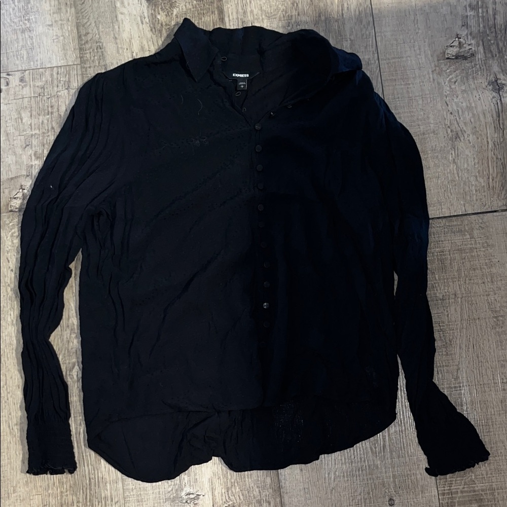 Express Women's Black Button-Up Blouse